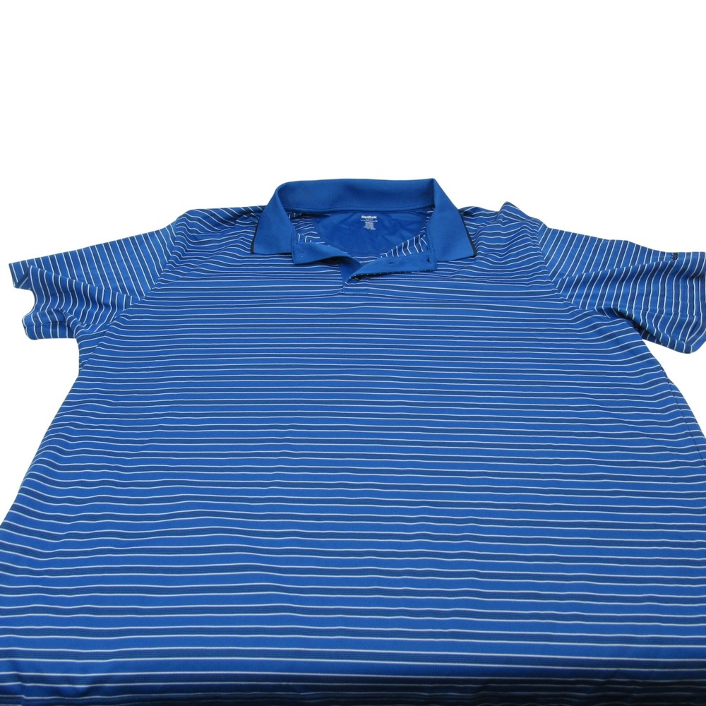 Reebok‎ Golf Mens Polo Shirt Blue White Striped Short Sleeve  4XL